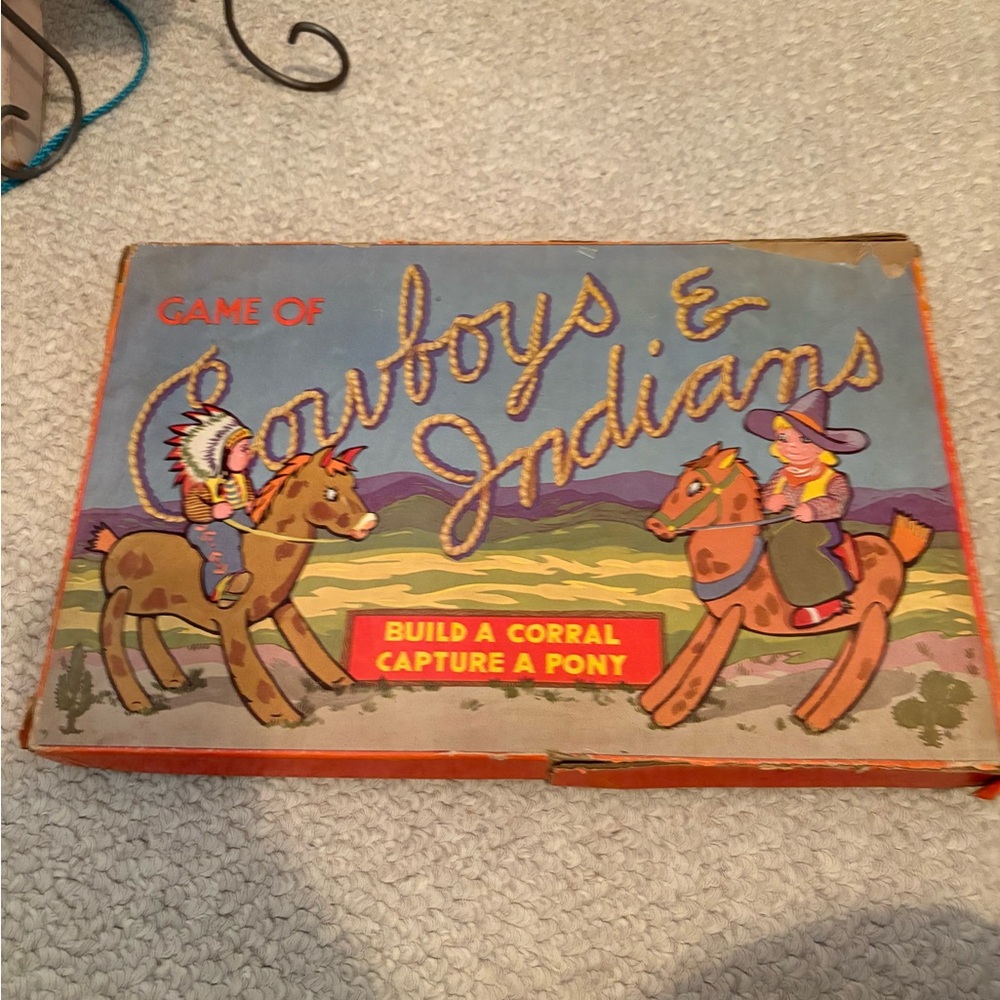 Game of Cowboys & Indians build a corral capture a pony vintage